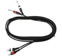 CASCHA Cavo audio professionale, 2 x jack 6,3mm maschio a 2 x RCA maschio, lunghezza 3m, nero