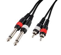 CASCHA Cavo audio professionale, 2 x jack 6,3mm maschio a 2 x RCA maschio, lunghezza 6m, nero