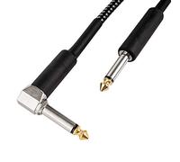 CASCHA Cavo per chitarra 6,3 mm, lunghezza 3 m, Cavo per strumenti professionali, Jack to Jack, Cavo per amplificatore per chitarra elettrica (da diritto a Jack ad angolo), Nero