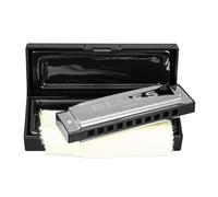 Cascha HH 2007 Armonica a bocca, Do Maggiore blues armonica, diatonica armonica a 10 fori per bambini e adulti con custodia e panno per la cura, argento