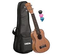 Cascha HH 2026 Premium mogano Soprano Ukulele Set, piccola chitarra Hawaii, principiante Ukulele con corde Aquila, Ukulele borsa, 3 plettri