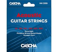 CASCHA HH 2051 Corde Premium per Chitarra Acustica - Alta Qualità in Acciaio al Fosforo di Bronzo (Set di 6 Corde) - Tensione Extra Leggera