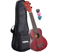 Cascha Ukulele soprano in mogano per adulti e bambini, in acquamarina, incl. 3 plettri e custodia imbottita, ukulele in legno di mogano per principianti e professionisti, con corde di nylon Aquila
