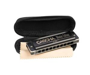 CASCHA Master Edition Blues Harmonica - Armonica a bocca di alta qualità in D-Dur, con custodia morbida e panno per la cura della pelle, colore: Blu