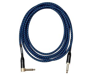 CASCHA Professional Line Guitar Cable, Angled, Tweed Blue, 6 m