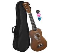 Cascha Soprano Ukulele Bundle with Bag, 3 Picks and Aquila Strings, Marrone