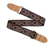 CASCHA Tracolla per chitarra, con estremità in sughero, design geometrico verde e beige, materiale in poliestere