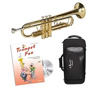 CASCHA Trumpet Fox tromba Kit per principianti con tromba Bb, Trumpet Fox Vol. 1, Accessori, Bocchino, Panno e custodia per la pulizia, colore oro