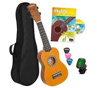 CASCHA Ukulele soprano giallo Bundle, piccola chitarra Hawaii per bambini e adulti, con ukulele, accordatore, borsa, 3 plettri e corde Aquila