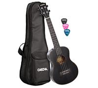 CASCHA Ukulele tenore in mogano nero per mancini, per adulti e bambini, con 3 plettri e custodia imbottita, ukulele in legno di mogano, per principianti ed esperti, corde in nylon Aquila, colore