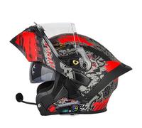 Caschi Apribili e Modulari Moto Bluetooth Integrali Flip Up con Doppia Visiera Antiappannamento E Anti UV Omologato ECEDOT Microfono con Altoparlante Integrato for Uomo E Donna 7,L=59~60cm