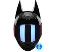 Caschi Batman Integrali Con Auricolare Bluetooth, Visiera Ribaltabile Casco Motocross Knight Casco Moto Casco Modulare ATV Design Leggero Certificato DOT/ECE Per Uomo Donna A