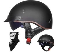 Caschi Cromwell Jet e Demi-Jet Casco Moto A Mezzo Casco retrò Harley Casco Anticollisione di Sicurezza per Scooter Chopper Cruiser DOT/ECE con Occhiali A Sgancio Rapido,H-L=(59~60cm)