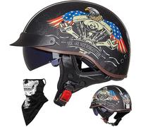 Caschi Cromwell Jet e Demi-Jet Casco Moto A Mezzo Casco Retrò Harley Casco Anticollisione Di Sicurezza Per Scooter Chopper Cruiser DOT / ECE Con Occhiali A Sgancio Rapido,D-M=（57~58cm）