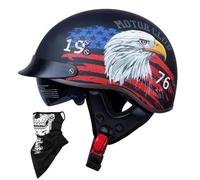 Caschi Cromwell Jet e Demi-Jet Casco Moto A Mezzo Casco retrò Harley Casco Anticollisione di Sicurezza per Scooter Chopper Cruiser DOT/ECE con Occhiali A Sgancio Rapido,N-L=(59~60cm)