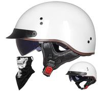 Caschi Cromwell Jet E Demi-Jet Casco Moto A Mezzo Casco retrò Harley Casco Anticollisione di Sicurezza per Scooter Chopper Cruiser DOT/ECE con Occhiali A Sgancio Rapido,J-XXL=（63~64cm）