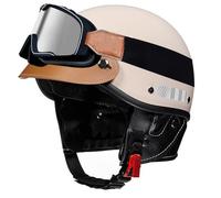 Caschi Cromwell Retrò Moto Caschi Jet E Demi-Jet Vintage Casco Mezzo Scooter DOTECE Omologato Uomini Donne Aperto Cascos Durevole Elmetto Scodella Fibbia A Sgancio Rapido M,58-62CM