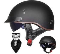 Caschi Cromwell Vintage Casco Aperto For Moto Retrò - Mezzo Casco Omologato ECE DOT Con Visiera Resistente Ai Raggi UV, Vestibilità Regolabile, Design Aerodinamico(B,XXL(63~64cm))