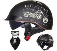 Caschi Cromwell Vintage Casco Aperto For Moto Retrò - Mezzo Casco Omologato ECE DOT Con Visiera Resistente Ai Raggi UV, Vestibilità Regolabile, Design Aerodinamico(J,L=(59~60cm))
