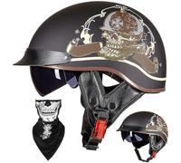 Caschi Cromwell Vintage Casco Aperto For Moto Retrò - Mezzo Casco Omologato ECE DOT Con Visiera Resistente Ai Raggi UV, Vestibilità Regolabile, Design Aerodinamico(M,L=(59~60cm))