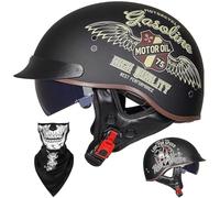 Caschi Cromwell Vintage Casco Aperto For Moto Retrò - Mezzo Casco Omologato ECE DOT Con Visiera Resistente Ai Raggi UV, Vestibilità Regolabile, Design Aerodinamico(F,M=(57~58cm))