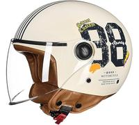 Caschi Da Moto Jet Per Uomo E Donna, Certificati ECE, Caschi Da Scooter Retrò Per Adulti - Bianco A1,L/(59~60cm)