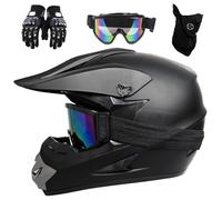 Caschi da Moto Per Bambini ATV, Casco Integrale Per Bambini con Cinturino Regolabile Per Il Mento Per Ragazzi E Ragazze, Per Bici da Cross BMX, con Occhiali, Guanti E Maschera(K13,M(54-55cm))