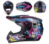 Caschi da Motocross DOT Per Bambini, con Occhiali, Guanti E Maschera, Casco Integrale da Motocross Per Adulti E Ragazzi, Per Fuoristrada, ATV, BMX, MX, Downhill, Quad, Fuoristrada(225 Black P,S(52-53c