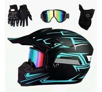 Caschi da Motocross Per Bambini, Casco Integrale da Moto Per Ragazzi Dagli 8 Ai 14 Anni Per Fuoristrada, Atv, Utv, Guida Su Strada con Occhiali, Guanti E Maschera, Omologato DOT(04,XL(59-60CM))