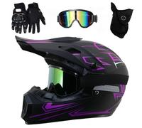 Caschi da Motocross Per Bambini, Casco Integrale da Moto Per Ragazzi Dagli 8 Ai 14 Anni Per Fuoristrada, Atv, Utv, Guida Su Strada con Occhiali, Guanti E Maschera, Omologato DOT(01,XL(59-60CM))