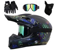 Caschi da Motocross Per Bambini, Fuoristrada, Atv, Bmx, Mx, Dirtbike, Casco da Moto con Occhiali, Guanti E Maschera, Downhill, Quad, Omologato DOT(M(56-57CM))