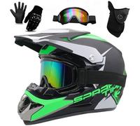 Caschi da Motocross Per Ragazzi E Bambini, Per Atv, Bmx, Fuoristrada, Integrali, con Occhiali, Guanti E Maschera, Omologati DOT(AA Green,M(54-55cm))
