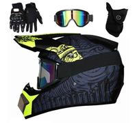Caschi da Motocross Per Ragazzi E Bambini, Per ATV, Dirtbike, BMX, Mx, Fuoristrada, Integrali, Con Occhiali, Guanti E Maschera, Omologati DOT(Yellow order,M(54-55cm))
