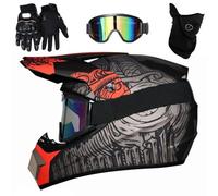 Caschi da Motocross Per Ragazzi E Bambini, Per ATV, Dirtbike, BMX, Mx, Fuoristrada, Integrali, Con Occhiali, Guanti E Maschera, Omologati DOT(Red order,M(54-55cm))