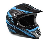 Caschi da Motocross Unisex Per Bambini E Ragazzi, Casco da Motocross Atv Per Adulti da 8 A 14 Anni con Occhiali, Guanti, Maschera, Set da 4 Pezzi, Omologato DOT(K0 Blue lines,M(54-55cm))