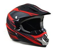 Caschi da Motocross Unisex Per Bambini E Ragazzi, Casco da Motocross Atv Per Adulti da 8 A 14 Anni con Occhiali, Guanti, Maschera, Set da 4 Pezzi, Omologato DOT(K0 Red lines,S(52-53cm))