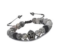 Caschi da uomo con perline regolabili in pietra intrecciata buona fortuna medievale Cosplay accessori gotico gioielli da polso, Misura unica, come descritto