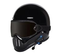 Caschi Integrale Moto Bluetooth Retrò Con Occhiali Casco Scooter Integrali Strada Approvato DOTECE Elmetto Cross E Off-Road Per Uomini Adulti Donne Casco Integrato Racer ATV C,M:57-58CM
