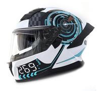 Caschi Integrale Retrò Approvato DOTECE Casco Moto Integrali Con Doppia Visiera Resistente Ai Graffi Elmetto Integrato Fibbia A Sgancio Rapido Caschi Cross E Off-Road Adulti C,L:59-60CM