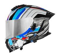 Caschi Integrali Da Moto Bluetooth, Casco Da Moto Da Strada Con Doppia Visiera, Casco Da Corsa Per Ciclomotore Omologato ECE Per Adulti, Uomini E Donne E3,M=57-58CM