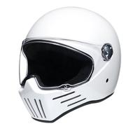 Caschi integrali da moto per adulti con visiera parasole Casco retrò per scooter motos e bicicletta Design Skull Knight Leggero e sicuro per gli spostamenti quotidiani Bianco M/57-58cm
