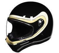 Caschi integrali da moto per adulti con visiera parasole Casco retrò per scooter motos e bicicletta Design Skull Knight Leggero e sicuro per gli spostamenti quotidiani Black lucido M/57-58cm