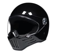 Caschi integrali da moto per adulti con visiera parasole Casco retrò per scooter motos e bicicletta Design Skull Knight Leggero e sicuro per gli spostamenti quotidiani Black lucido L/59-60cm