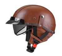 Caschi Jet E Demi-Jet Vintage Caschi Cromwell Casco A Scodella Con Visiera Casco Mezzo Pelle DOTECE Omologato Elmetto Da Moto Retrò Aperto Casco Scooter Per Adulti Unisex K,L:59-60CM