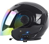 Caschi Jet Per Moto Bluetooth, Caschi Per Moto Con Lenti Anti-Appannamento Ad Alta Definizione, Certificazione DOT / ECE Con Funzione Di Risposta Automatica Per Metà Caschi Per Adulti (C, S)