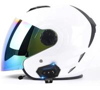 Caschi Jet Per Moto Bluetooth, Caschi Per Moto Con Lenti Anti-Appannamento Ad Alta Definizione, Certificazione DOT / ECE Con Funzione Di Risposta Automatica Per Metà Caschi Per Adulti (E, M)