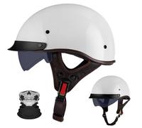 Caschi jet vintage for motociclette, casco aperto anti-collisione con occhiali integrati, certificato ECE for uomini, donne e adulti, for scooter, biciclette, cruiser(A1,XL-61-62CM)