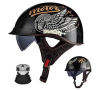 Caschi jet vintage for motociclette, casco aperto anti-collisione con occhiali integrati, certificato ECE for uomini, donne e adulti, for scooter, biciclette, cruiser(A11,XXL-63-64CM)