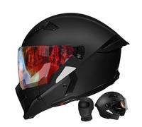 Caschi Modulari For Moto, Casco Integrale Da Moto Integrato Omologato ECEDOT Con Doppia Visiera Antiappannamento E Riduzione Del Rumore For Adulti, Uomini E Donne(D,L(61~62CM))
