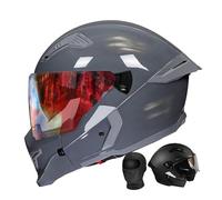 Caschi Modulari For Moto, Casco Integrale Da Moto Integrato Omologato ECEDOT Con Doppia Visiera Antiappannamento E Riduzione Del Rumore For Adulti, Uomini E Donne(A,M(59-60CM))